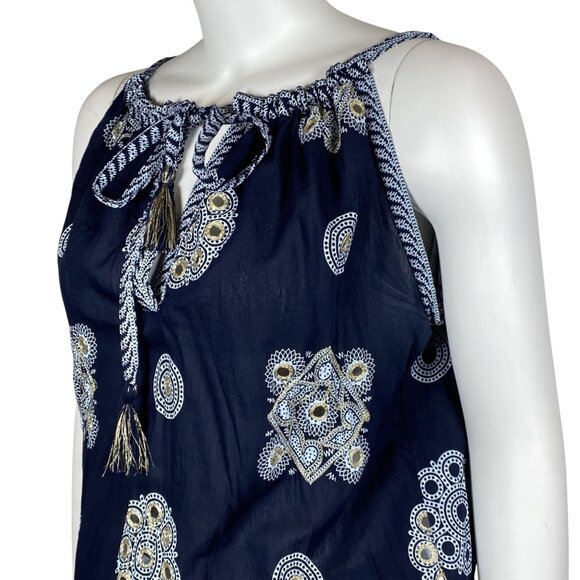 Ruby Yaya Maxi Dress Womens Size L Sleeveless Embellished Tiered Boho Flowy - Picture 4 of 9